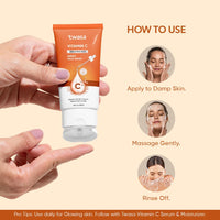 Twasa Vitamin C Serum Face Wash For Skin Brightening, Even Skin Tone & Reduce Dark Circles with Niacinamide & Orange Beads | Paraben & SLS Free(100 ml)