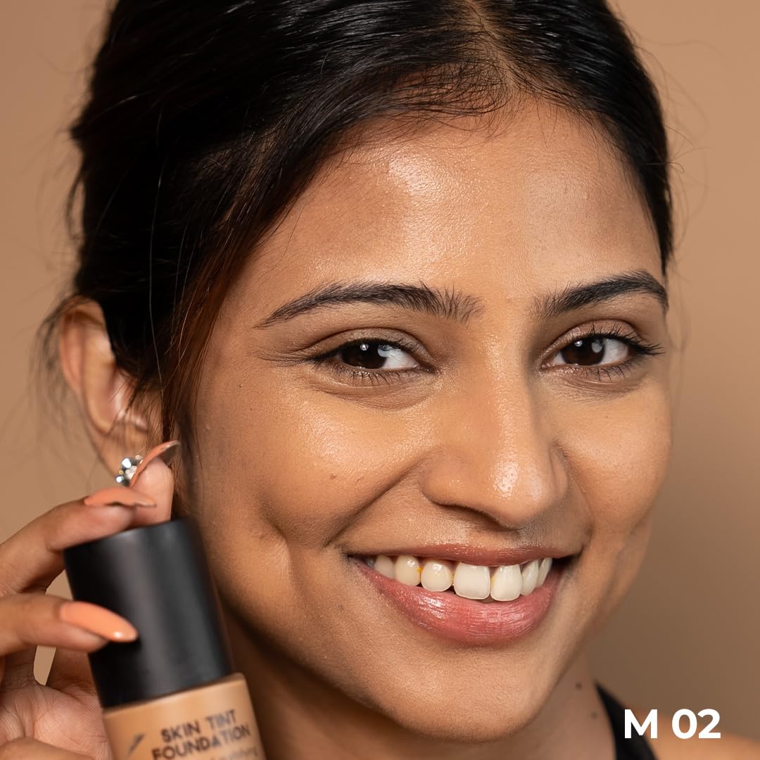 Ruby's Organics Liquid Foundation for Face Makeup - Waterproof, Full Coverage Blendable, Long Lasting, Matte Finish and Poreless, Normal to Oily Skin, Vegan, Paraben and Silicon-Free, Shade M02, 30 ml