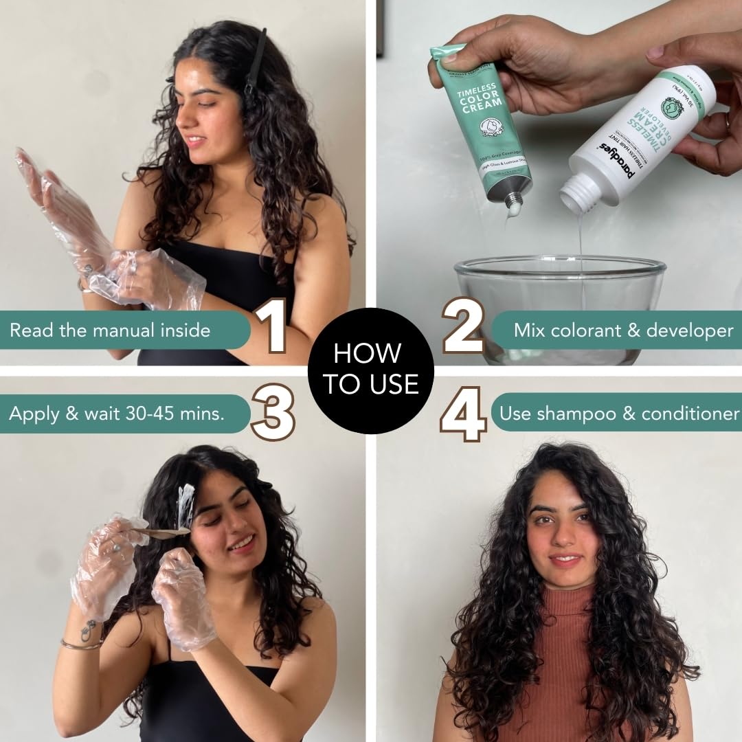 Paradyes Natural Black Timeless Hair Tint, Permanent Crème Hair Colour for Natural-Looking Results, Complete Grey Coverage, Long-Lasting Formula Free from PPD, Ammonia, & Resorcinol, 1.0 Natural Black