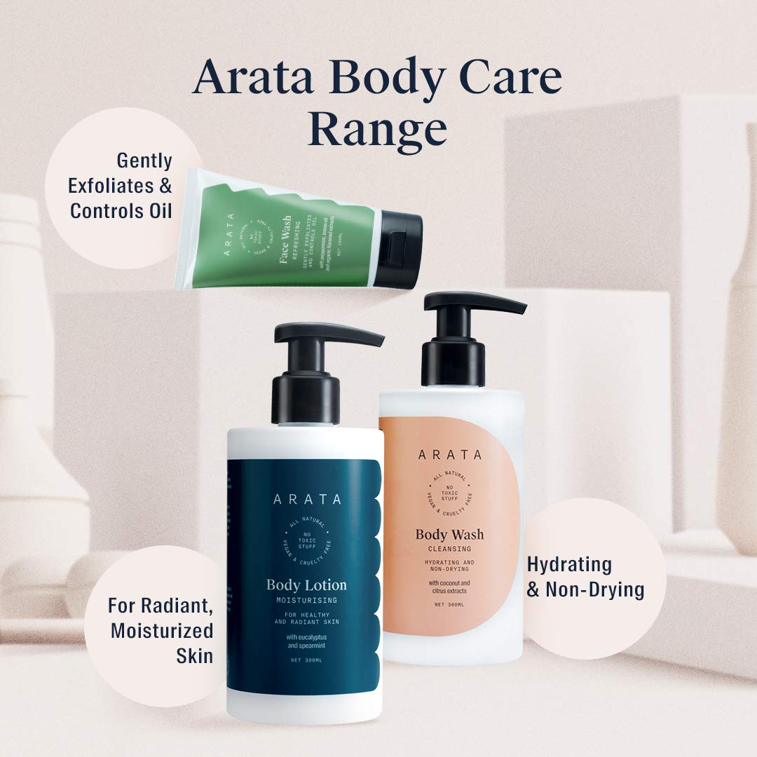 Arata Natural Hydrating & Non-Drying Body Wash With Coconut & Citrus Extracts || All-Natural, Vegan & Cruelty-Free || Gentle Daily Cleansing For Women & Men - (300 ML)