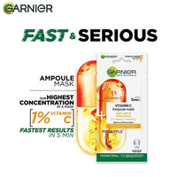 Garnier Skin Naturals, Micellar Cleansing Water, 125ml & Garnier Vitamin C Serum Ampoule Face Sheet Mask With Pineapple - For Dull Skin And Acne Spots