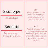 O3+ Bright Under Eye Circle Cream - for Dark Circles for Women| With Soothing Massage Roller 15g