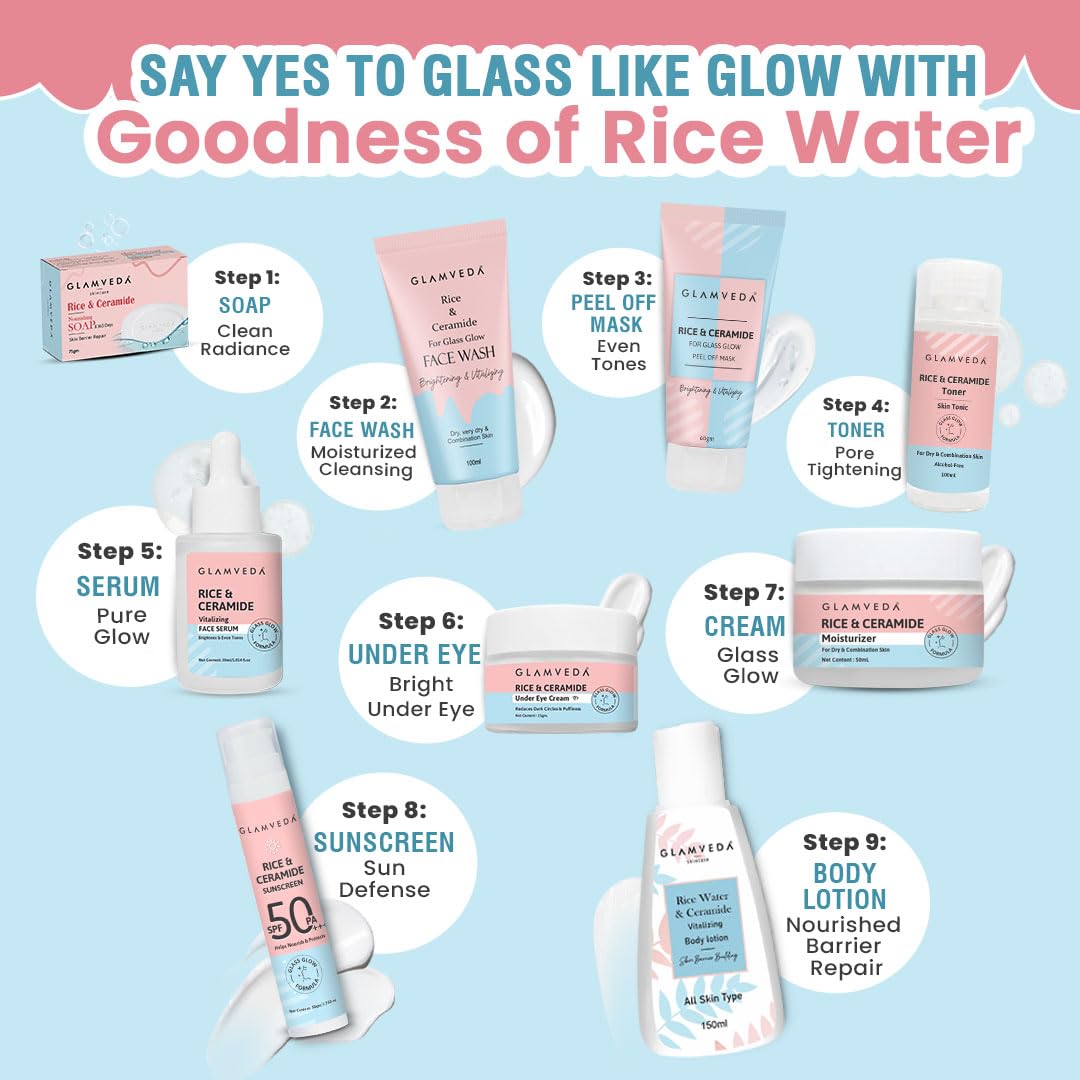 Glamveda Rice Water Tonic | Skin Barrier Building & Nourishing | Blemishes & Dark Spots | 100 ml