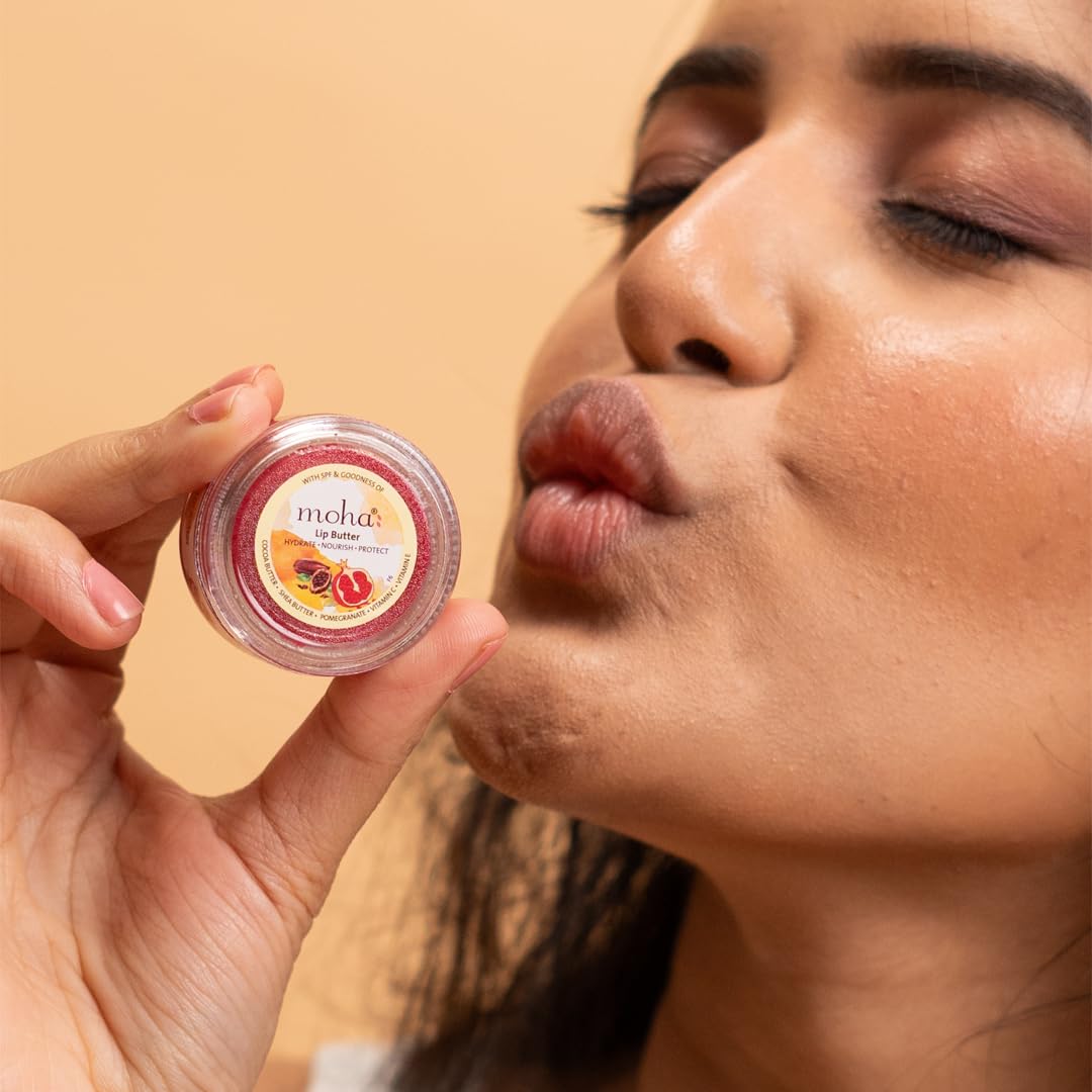 moha Vedistry : Lip Butter For Dry And Pigmented, Damaged & Chapped Lips|Hydrating & Nourishing|Enriched With Cocoa Butter, Shea Butter & Essential Oils For Pink, Glossy & Soft|10 Gm