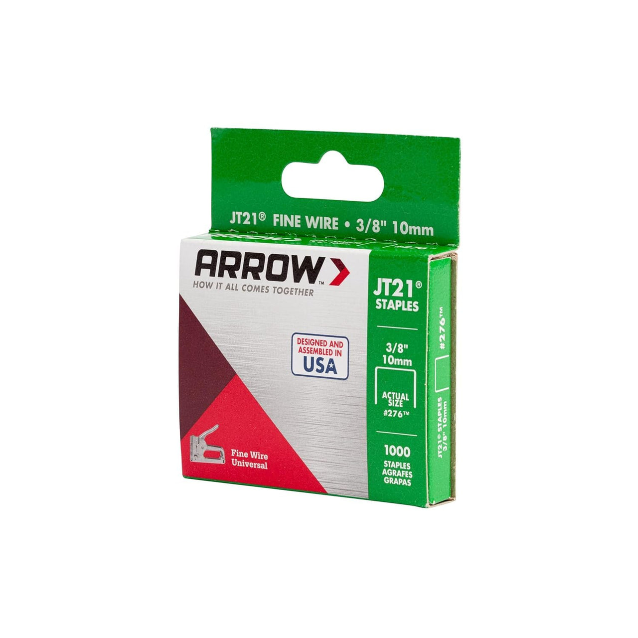 Arrow 276 JT21 Thin Wire Staples for Staple Guns and Staplers, Use for Upholstery, Crafts, General Repairs, 3/8-Inch Leg Length, 7/16-Inch Crown Width, 1000-Pack 1000 Count (Pack of 1)