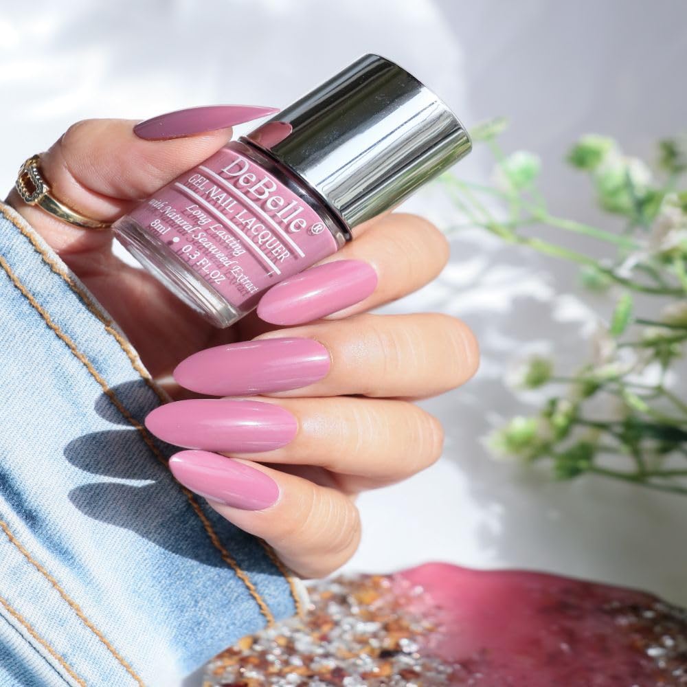 DeBelle Gel Creme Finish Nail Polish Laura Aura (Light Mauve), 8 Ml - Enriched With Natural Seaweed Extract, Cruelty Free, Toxic Free
