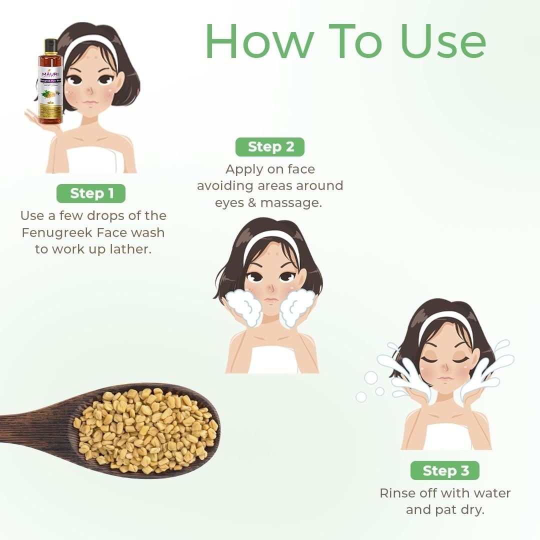 Khadi Mauri Herbal Fenugreek (Methi) Face Wash - Anti Pigmentation - Herbal and Ayurvedic - 210 ml