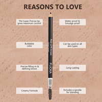 FLiCKA Rule With Brows Eyebrow Pencil, With Spoolie, Long-lasting and Natural-looking Results, Define & Blend Brow Pencil, Brown, 1.2g