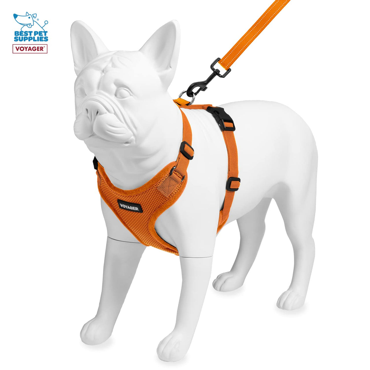 Voyager Step-in Lock Dog Harness w Reflective Dog Leash Combo Set with Neoprene Handle 5ft - Supports Small, Medium and Large Breed Puppies/Cats by Best Pet Supplies - Orange, XS