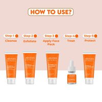 Jovees Herbal Vitamin C & Hyaluronic Acid Glow & Radiance Mini Facial Kit For Brighter & Glowing Skin | Kit For Improves Uneven Skin Tone, Fines Lines & Dullness 53g (Multiple use)