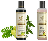Khadi Natural Amla & Bhringraj Shampoo/Cleanser for Controlling Dandruff & Hair fall Shampoo Paraben & Sulphate-Free 210ml Amla & Reetha Hair Conditioner 210mlFor Hair Fall Rescue