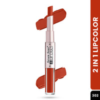 Seven Seas Lip Duo 2 In 1 Lipstick Matte Finish 2-in-1 Duo Liquid Lipstick with Matte Finish and Moisturizing Gloss (Roof Terracotta, 7ML)
