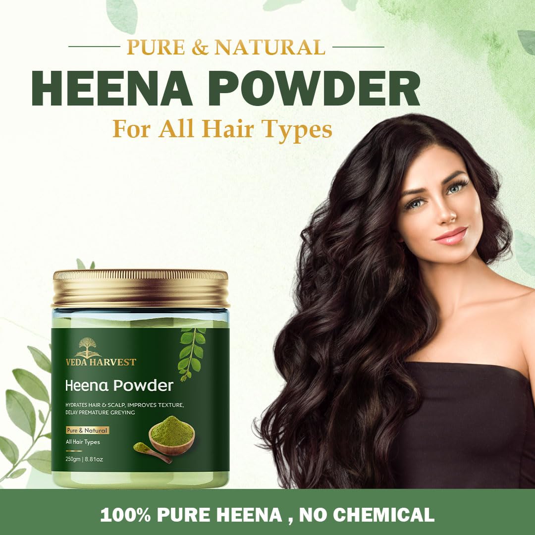 Veda Harvest Heena/Henna powder for hair colour 250 gm | Mehndi/Mehendi for hair | Fights Premature Greying & Long Lasting Henna | Natural Hair Dye |