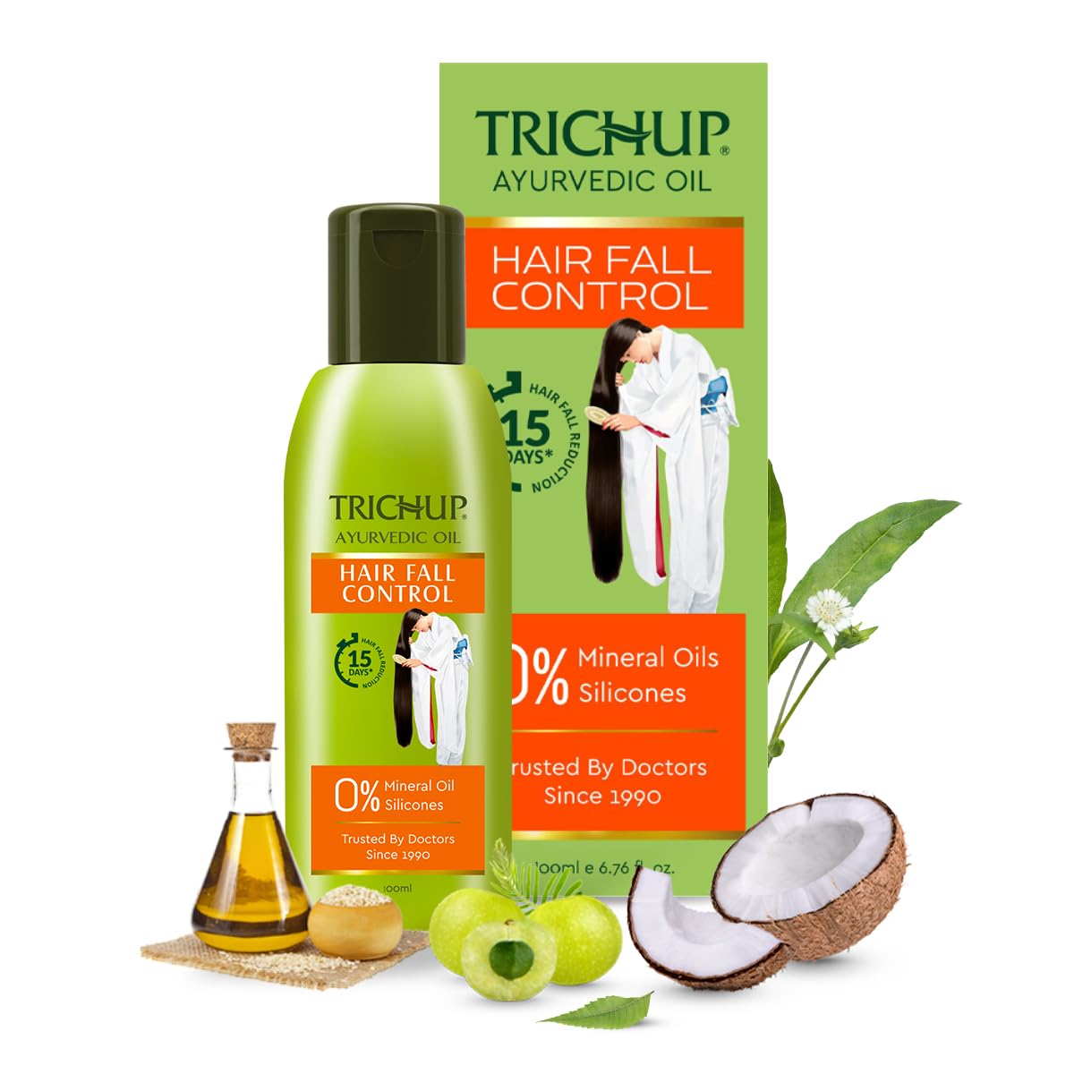 Trichup Ayurvedic Hair Fall Control Oil | No Mineral & Paraben- Pack of 3 x 100ml