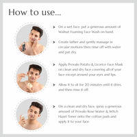 Provalo Men Care Kit Combo - Face Toner - 110ml, Mask - 100ml, Walnut Face Wash - 100ml | Pore Cleansing Hydration Regime(Salicylic Acid- 1%) For Dry & Sensitive Skin |Gift Hamper For Men | Premium Gift Packaging