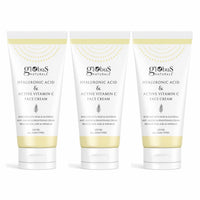 Globus Naturals Hyaluronic Acid & Vitamin C Anti Ageing Face Cream, Enriched with Rose & Glycerine, Skin Lightening & Brightening Formula, 100 ml, Pack Of 3