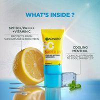 Garnier Super UV Cooling Watergel Sunscreen SPF50 PA++++ | Instant Cooling & 8-hr freshness | lightweight gel, no white cast, suitable for oily, dry, sensitive & combination skin, for men & women,60ml