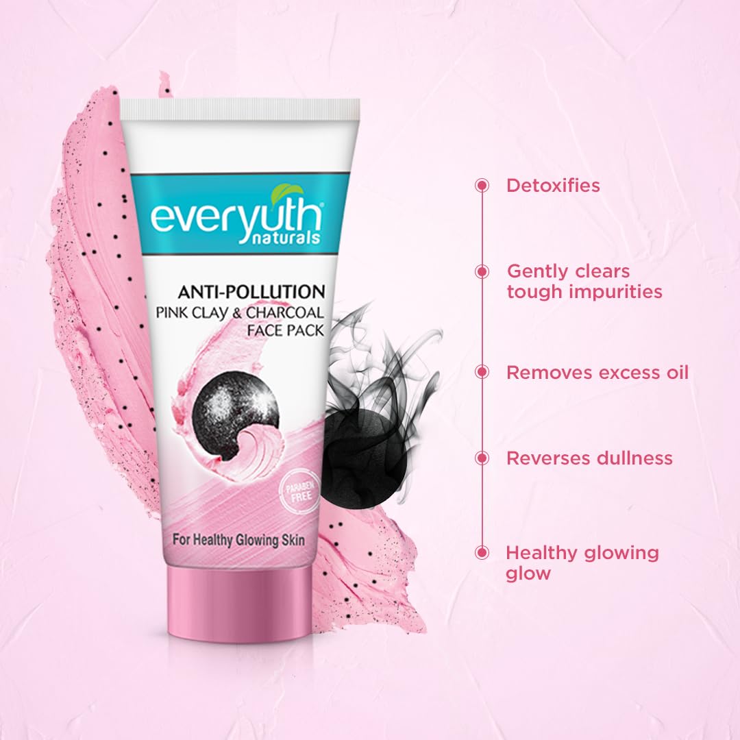 Everyuth Naturals Anti Pollution Pink Clay & Charcoal Face Pack 100g