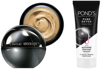Lakmé Absolute Skin Natural Mousse, Ivory Fair 01, 25g & Pond's  Pure White Anti Pollution With Activated Charcoal Facewash, 100g
