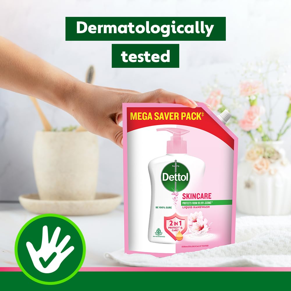 Dettol Liquid Handwash Refill – Skincare Hand Wash- 1350ml | pH Balanced | 10x Better Germ Protection