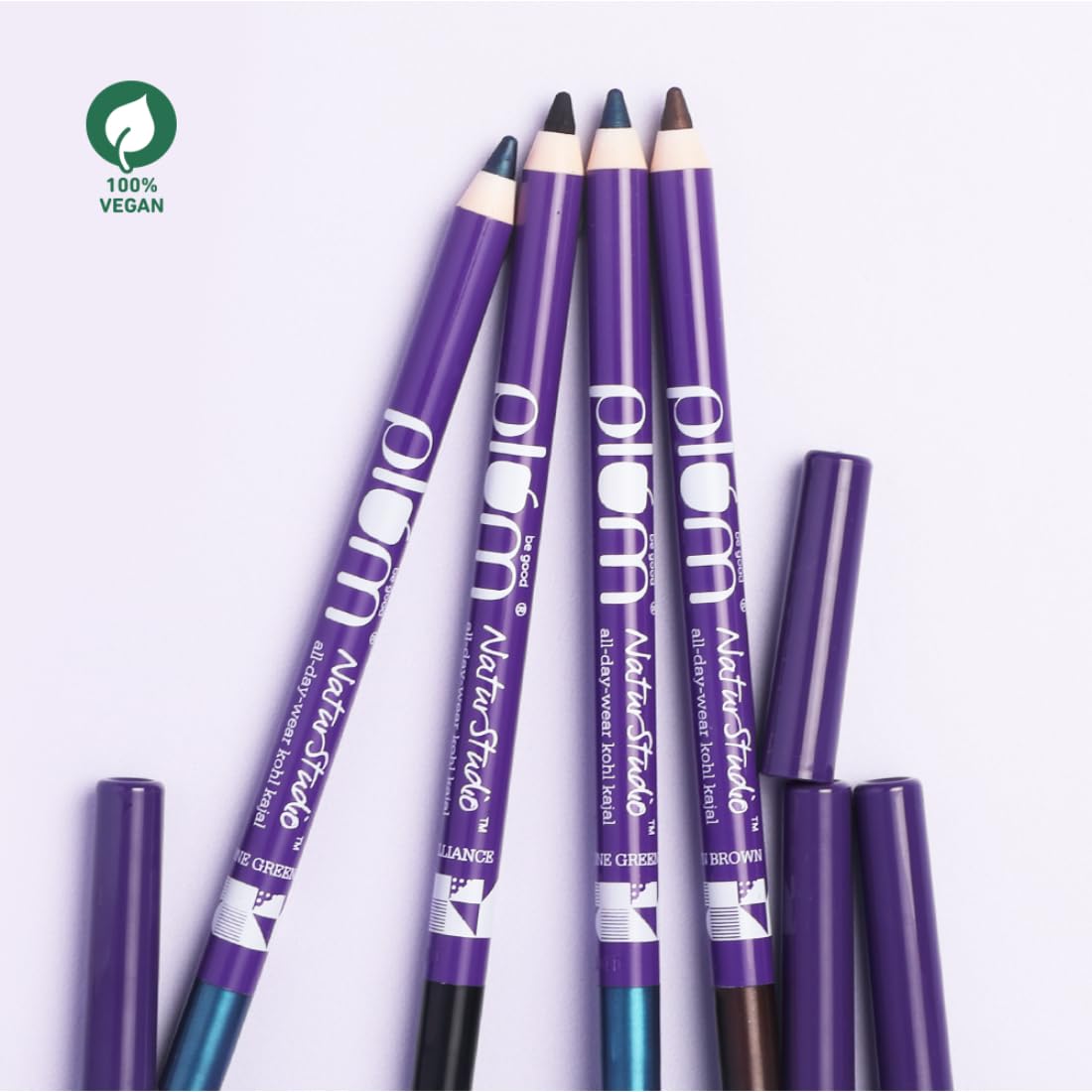 Plum Naturstudio All-Day-Wear Kajal | Water & Smudge-Proof | 24-Hour Long Stay | Intense Matte Black | Gel Finish | 2-In-1 Kajal & Eyeliner | Suitable for Sensitive Eyes & Contact Lenses | Includes Sharpener | 1.2g
