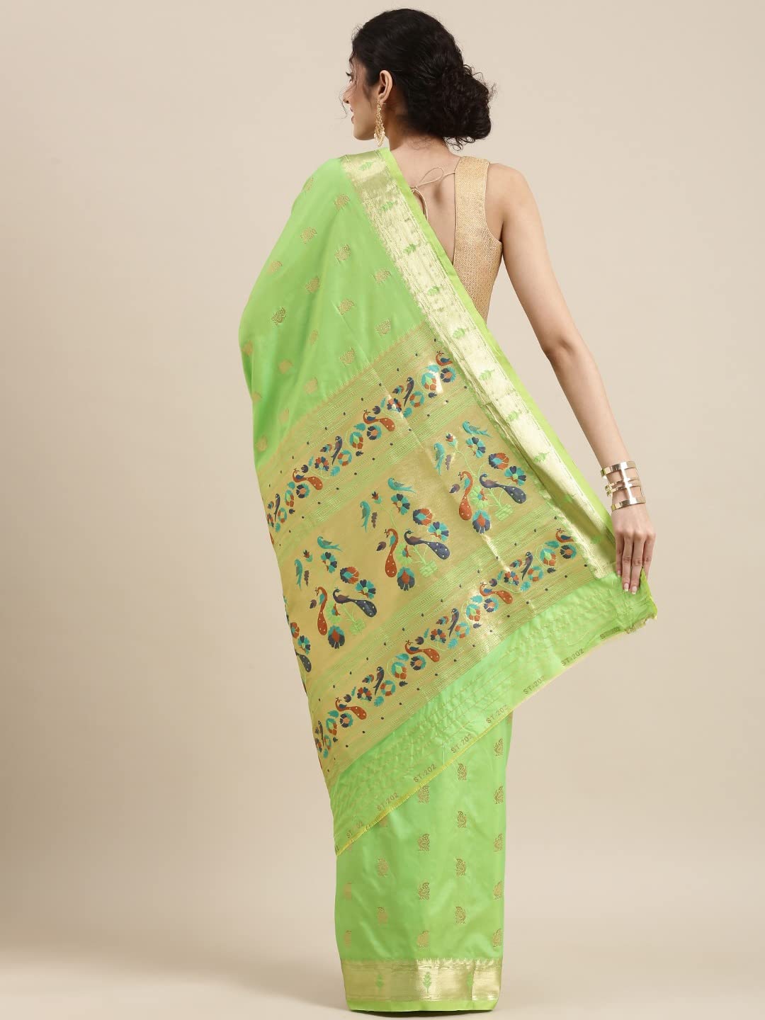 Pandadi Saree Women's  Paithani Silk Saree With Blouse Piece