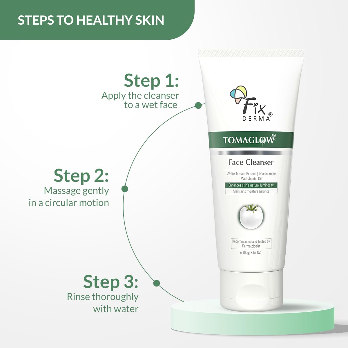 Fixderma Tomaglow Face Cleanser with White Tomato Extract, 2% Alpha Arbutin, 4% Niacinamide Tan Removal and Skin Brightening - 100 gm