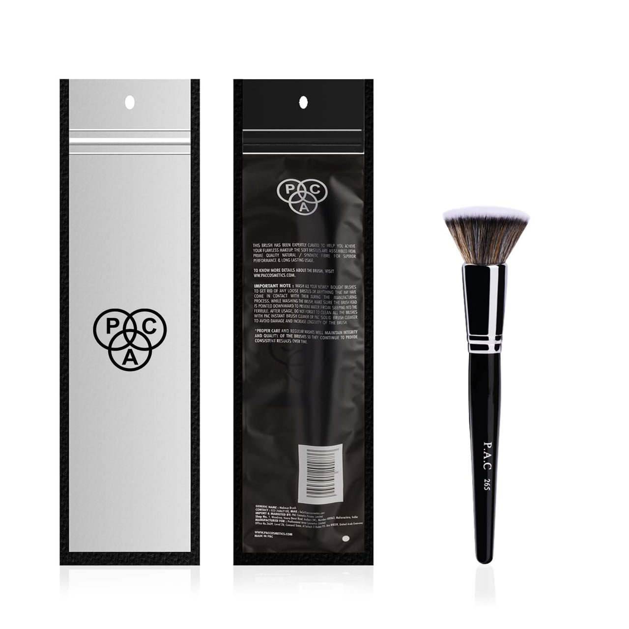 PAC Makeup Kit Foundation Brush | Synthetic Bristle Makeup brush | Face Brush for Cream, Liquid And Powder Formulation | Medium Coverage Application | Black - 1 Brush