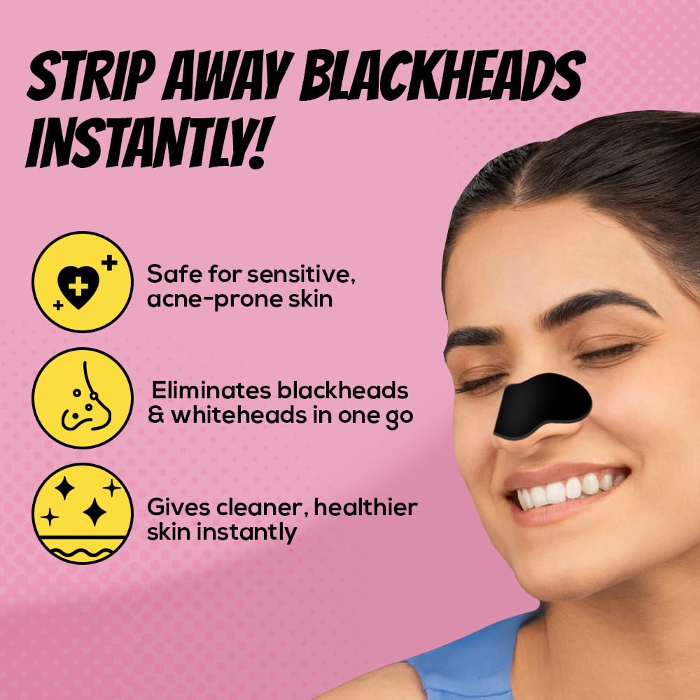 RENEE Black Head Removal Strips, for Deep Cleansing, Instant & Painless Blackheads & Whiteheads Removal, Algae Extract, Oat Extract, Vitamin E & Hyaluronic Acid Infused - 5N