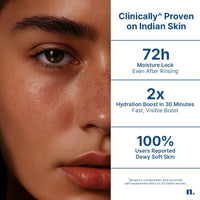 Numour Damn Dewy Face Moisturiser | 7% Hyaluronic Acid | Deep Hydration, Barrier Repair | Blue LED Massager for Enhanced Absorption | 30g | All Skin Types