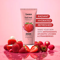 Twasa Dual Refreshing Fruit Face Wash For Instant Glow & Revitalized Complexion with Exotic Lychee & Strawberry | Brightening, Exfoliating & Gentle Skin Hydrating Face Wash - 100 ml