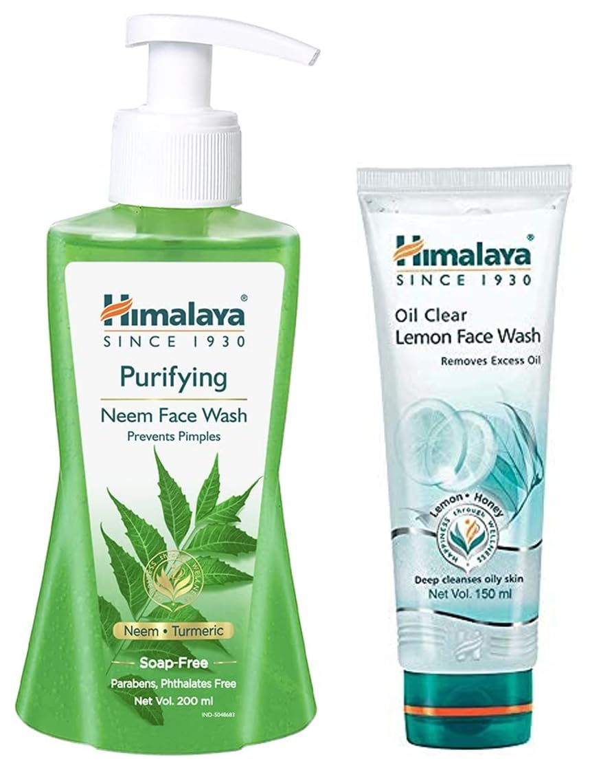 Himalaya Herbals Purifying Neem Face Wash, 200ml & Oil Clear Lemon Face Wash, 150ml Combo