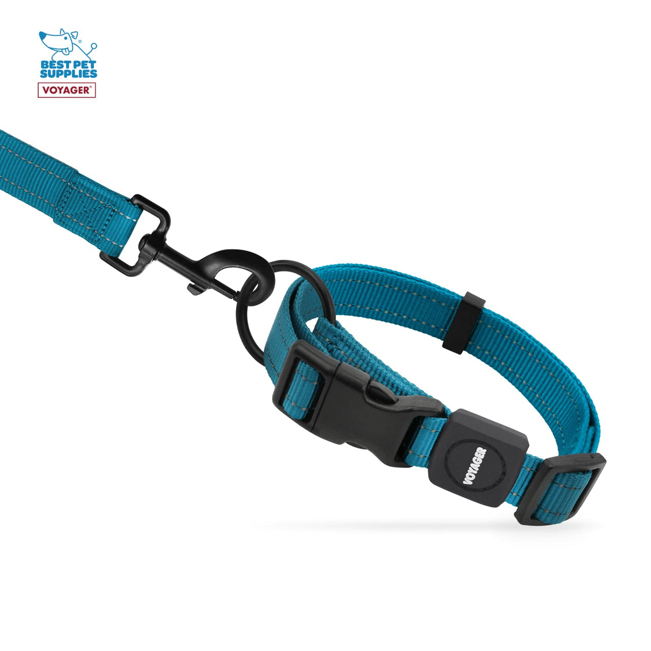 Voyager Reflective Dog Leash Collar Set with Neoprene Handle Supports Small, Medium, and Large Breed Puppies, Cute and Heavy Duty for Walking, Running, and Training - Turquoise, S Leash Collar Set (Turquoise) Leash Collar Set (5/8")