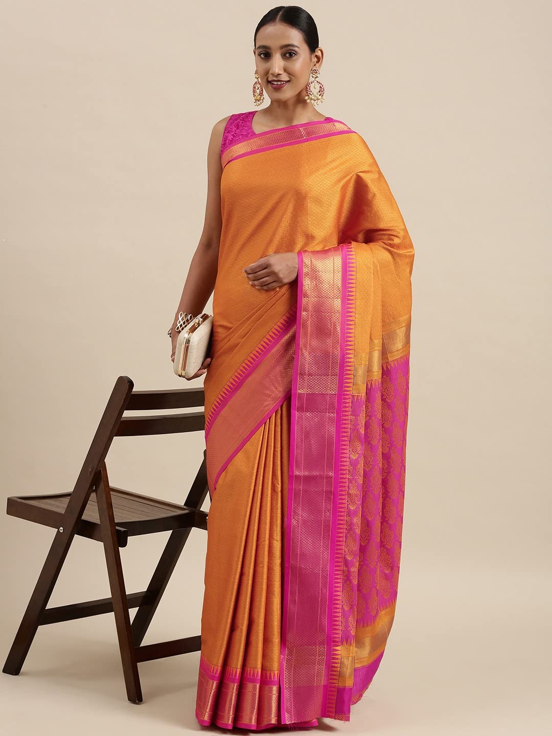 Pandadi Saree Women's  Cotton Silk Saree With Blouse Piece