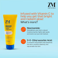 ZM Vitamin C UV Expert Tinted Sunscreen SPF 40, PA +++ For Bright & Glowing Skin | For Dull Skin | Non-Greasy, Quick-Absorbing | UVA UVB Sun Protection | Sunscreen For Women & Men, 50 gm