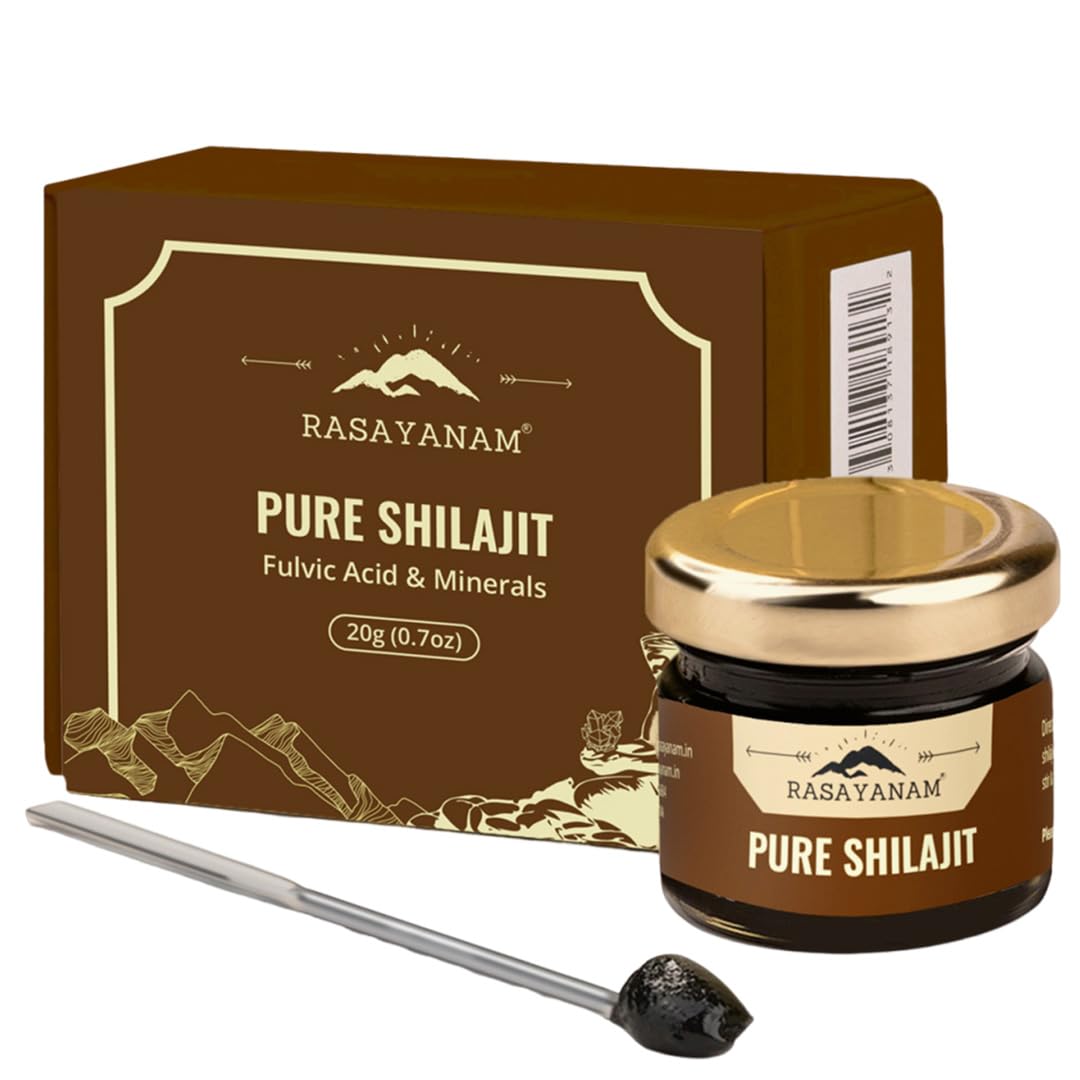 Rasayanam Pure Original Himalayan Shilajit/Shilajeet Resin 20g | Improve Strength & stamina for men & women | 4X Concentrated formula, Stronger Than Pills & Capsules