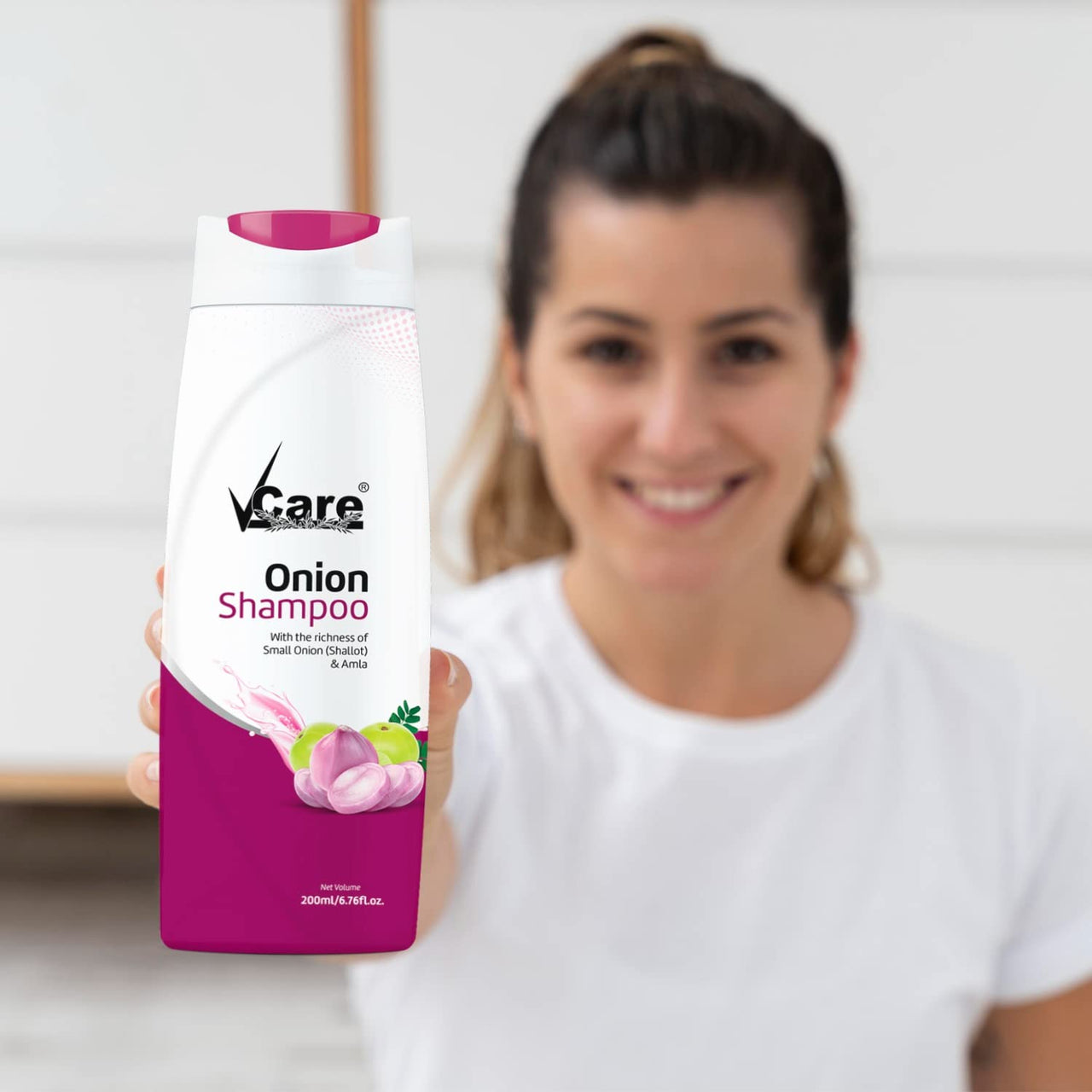 VCare Small Onion Shampoo for Hair Growth 200ml and Hair Fall Control - With Shallot Onion and Amla Suitable for Both Men & Women (Pack Of 3)
