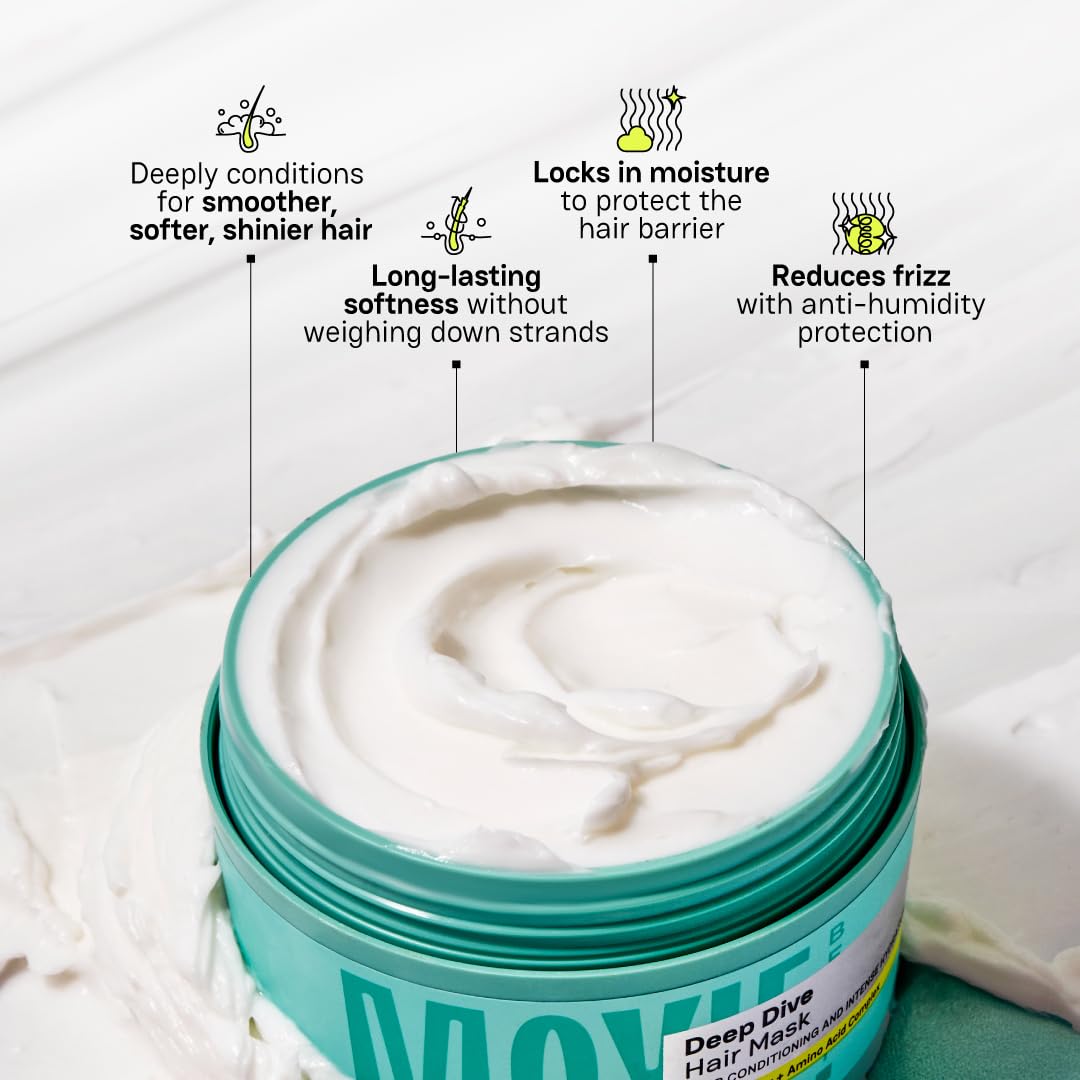 Moxie Beauty Deep Dive Hair Mask | Intense Moisture & Repair for Dry, Damaged & Frizzy Hair | Shea Butter & Cocoa Butter Treatment | Smooth, Soft & Shiny Finish | Sulfate & Paraben Free | 200ml