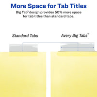 Avery Big Tab Insertable Dividers for 3 Ring Binders, 5-Tab Set, Buff Paper, Clear Tabs, 1 Binder Divider Set (11110)