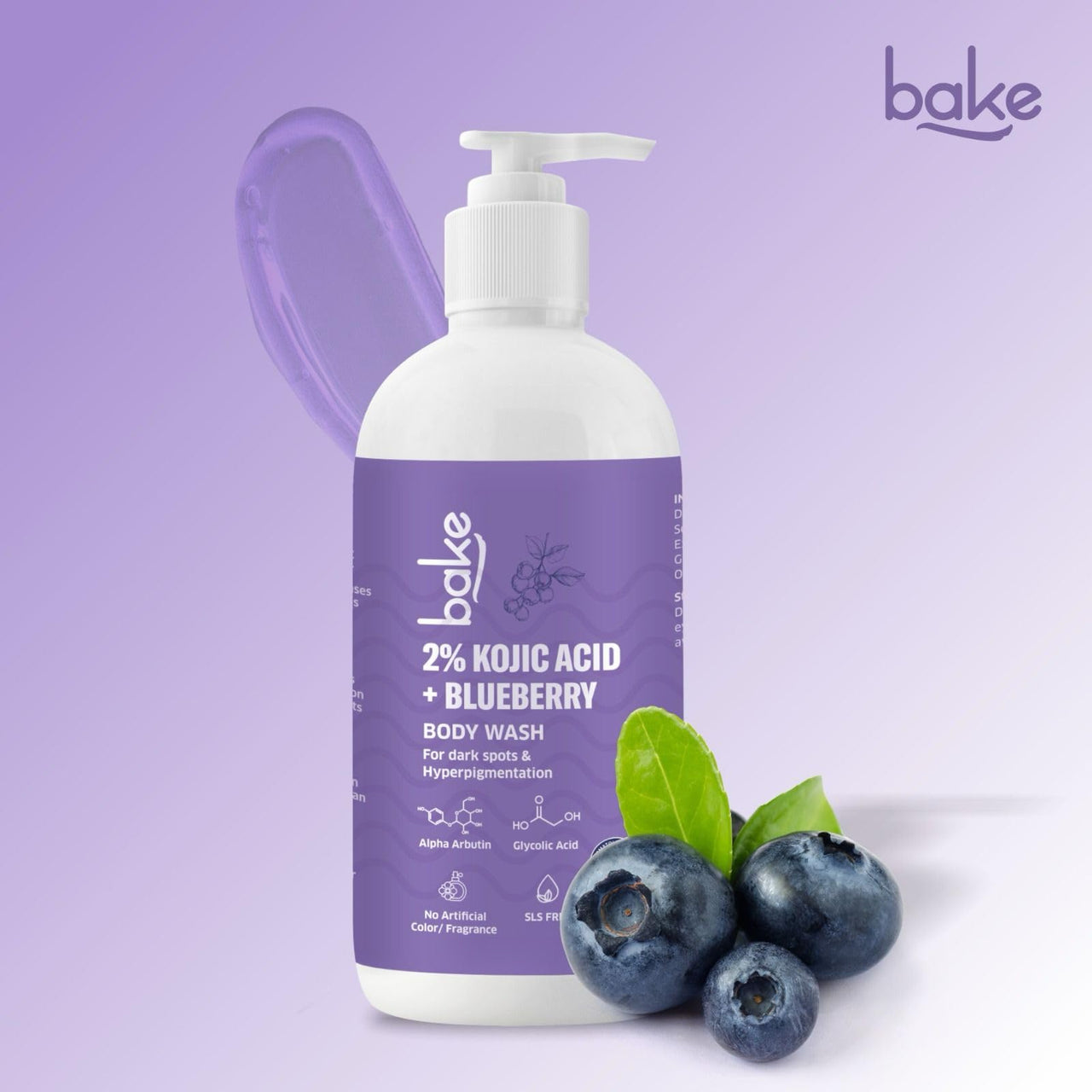 BAKE 2% Kojic Acid Brightening Body Wash with Glycolic Acid & Alpha Arbutin | De-Tan Body Wash | For Pigmentation & Tan Removal | For Dark Knees & Elbows | Dark Spots & Sun Damage | 250ml