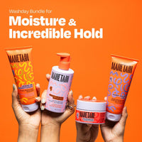 MANETAIN Washday Hold Bundle Full Size - Complete Curly Hair Care Set | Moisturizing Shampoo 237ml | Multipurpose Conditioner 200gm | Leave-In Conditioner 200ml and Hard Hold Gel 200ml