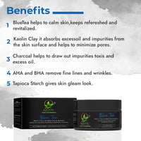 Nefol Face Mask with Blue Tea, Charcoal, Kaolin Clay, AHA & BHA - Detoxifies, Reduces Fine Lines – 50gm