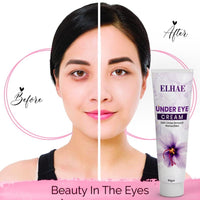 ELAHE Under Eye Cream for Dark Circles - Gel-Based, Organic & Natural with Saffron, Almond, Turmeric, Aloe - Anti-Puffiness, Wrinkle Care & Brightening for Women & Men - 50g