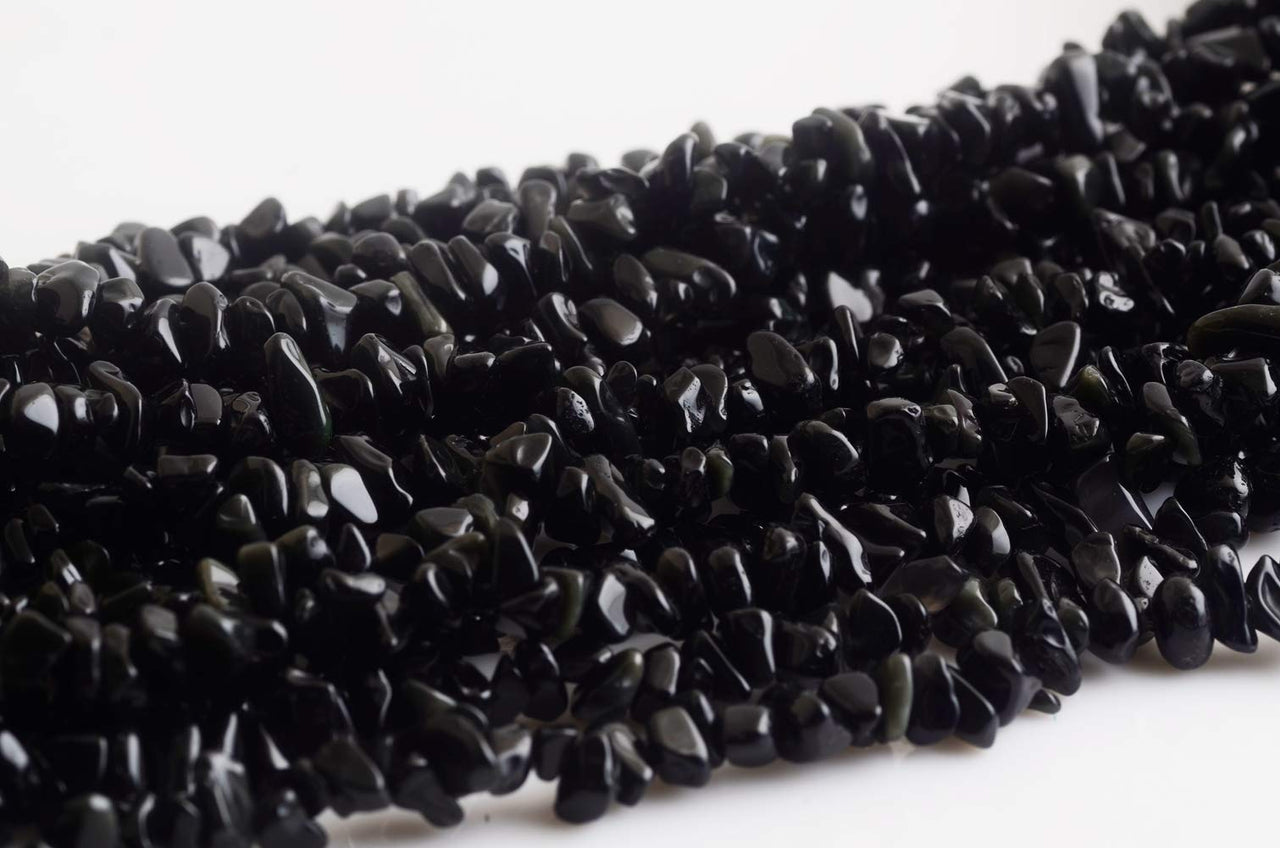 Natural Chip Stone Beads Black Obsidian Onyx 5-8mm About 400pieces Irregular Gemstones Healing Crystal Loose Bead Hole Drilled DIY for Bracelet Jewelry Making Crafting (5-8mm, Black Obsidian Onyx)