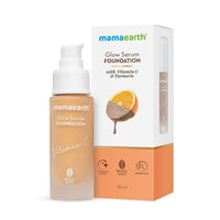 Mamaearth Glow Luminous Serum Liquid Foundation Medium Coverage For All Skin Types With Vitamin C & Turmeric For 12-Hour Long Stay- 03 Nude Glow - 30 Ml, Pack Of 1