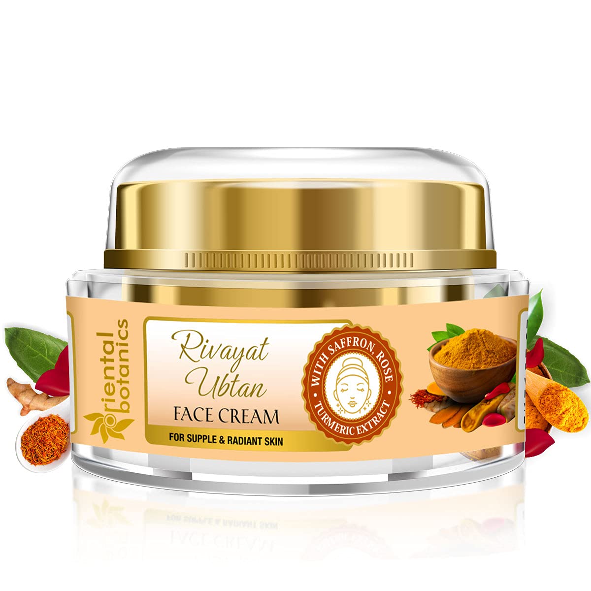 Oriental Botanics Rivayat Ubtan Face Cream, 50 g | Infused with Traditional Ubtan Ingredients for Naturally Glowing & Nourished Skin | No Parabens & Sulphates | Cruelty Free & Vegan