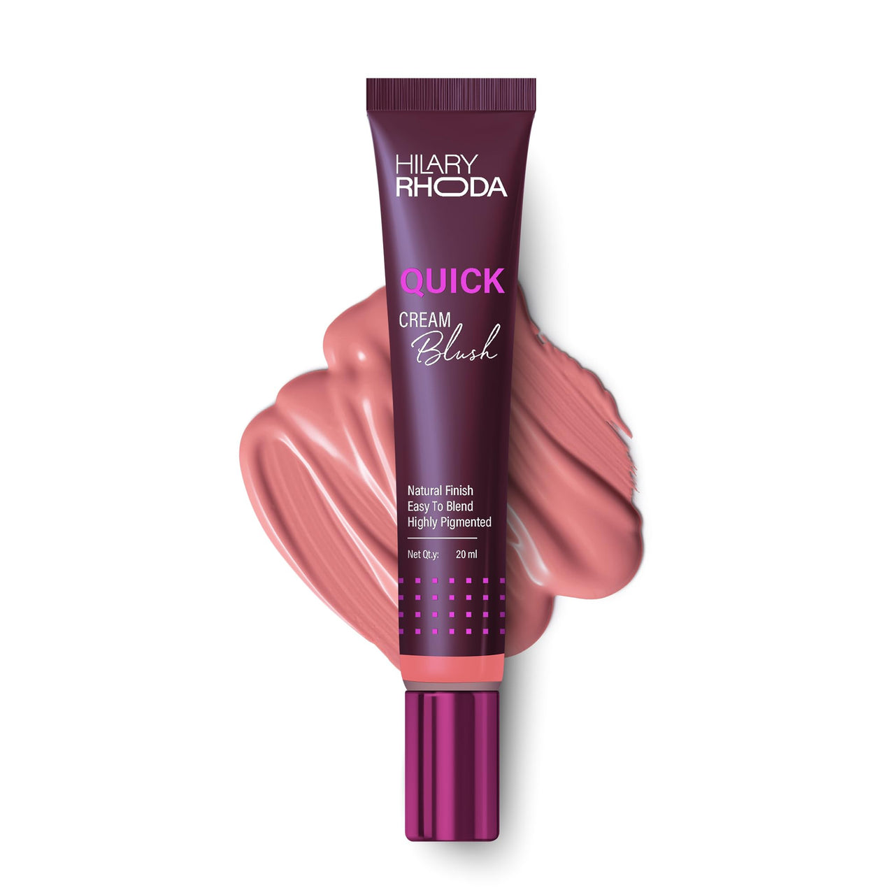 Hilary Rhoda Quick Cream Blush | Highly Pigmented & Dewy Finish | Long-Lasting | Buildable Coverage | Weightless & Easy to Apply | Cream Blush | 20ml (Perfect Pink - Shade 04)