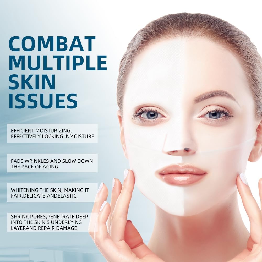 Bio Collagen Face Mask Korean Face Mask for Glass Skin Overnight Sheet Mask For Deep Hydration, Pore minizmizing, Pigmentation, Pigmentation, Face Tightening, Glowing Skin Mask