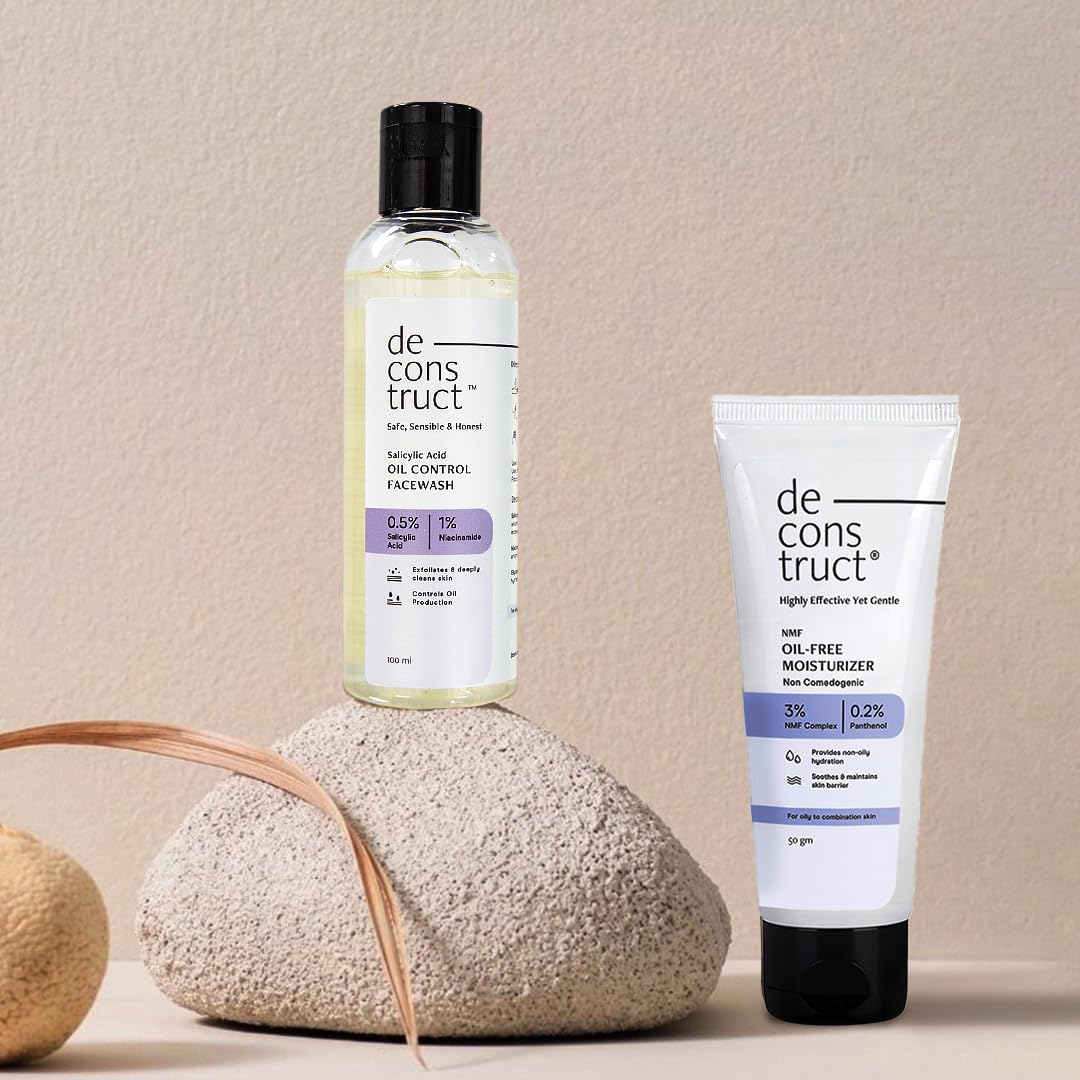 Deconstruct Daily Oil Free Cleanse & Hydrate Duo - Oil Control Face Wash + Oil- Free Moisturiser | Oil-free and Hydrated skin | Oily Acne Prone Skin