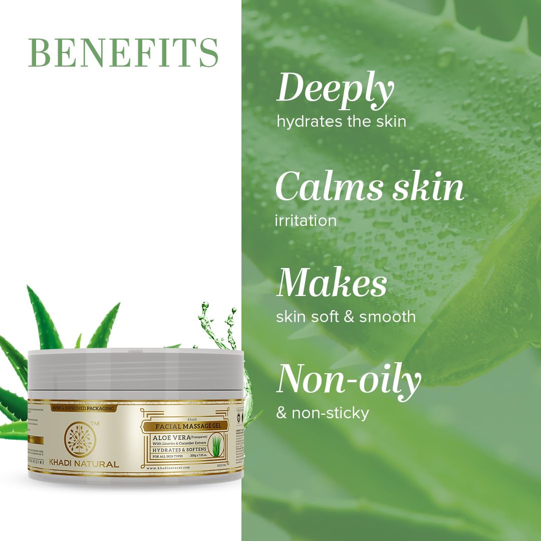 Khadi Natural Aloe Vera Gel |Deeply moisturizing| Unique non sticky formula| Makes skin soft and supple| Suitable for All Skin Types| 200g